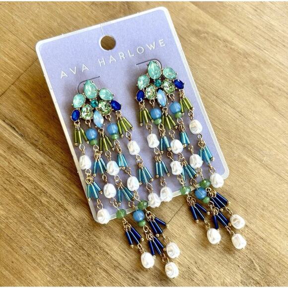Rainy Clouds Funky Beaded Faux Pearl Earrings Dangle Jewelry Boho Gift NEW - Picture 1 of 6